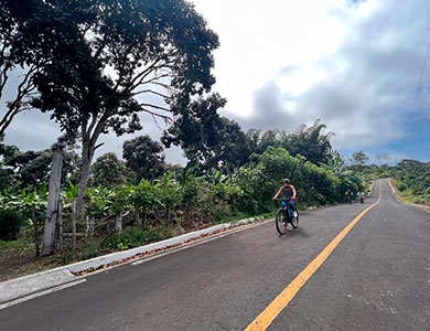 Cyclists in the Galapagos
